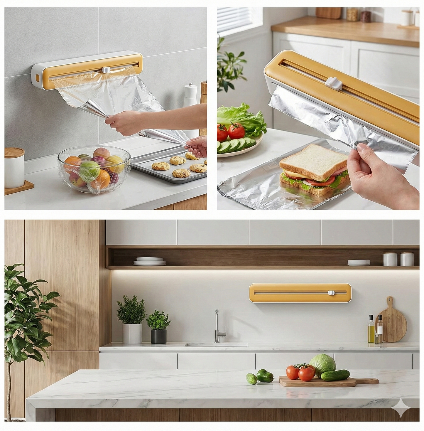 2-in-1 Kitchen Wrap Dispenser with Cutter