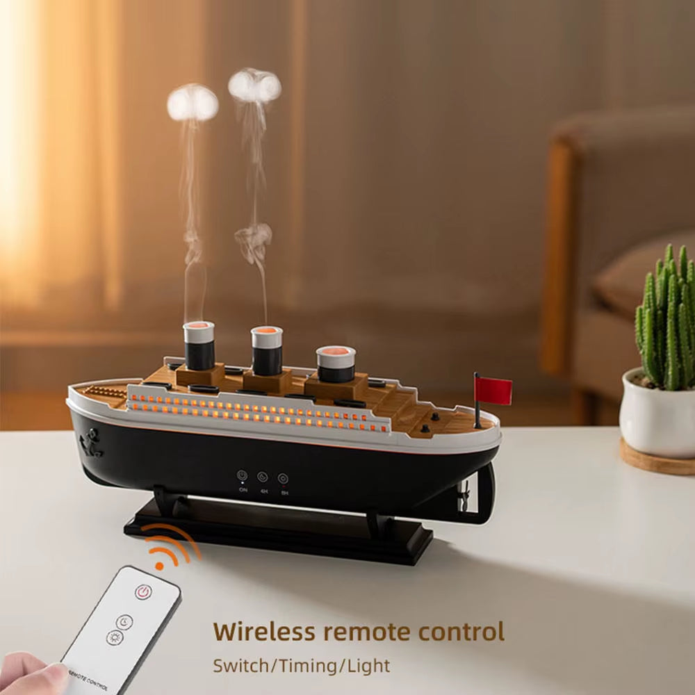 Design Titanic Ship Model Air Humidifier USB Home 250Ml Essential Oil Jellyfish Smoke Ring Spray Aroma Diffuser Remote Control