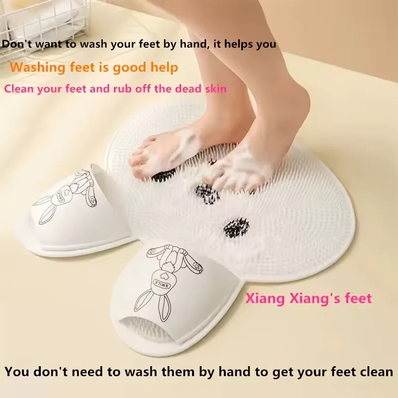Bathing anti Slip Mat Exfoliating Shower Massage Scraper Bathroom Non-Slip Bath Mat Back Massage Brush Silicone Foot Wash Mat