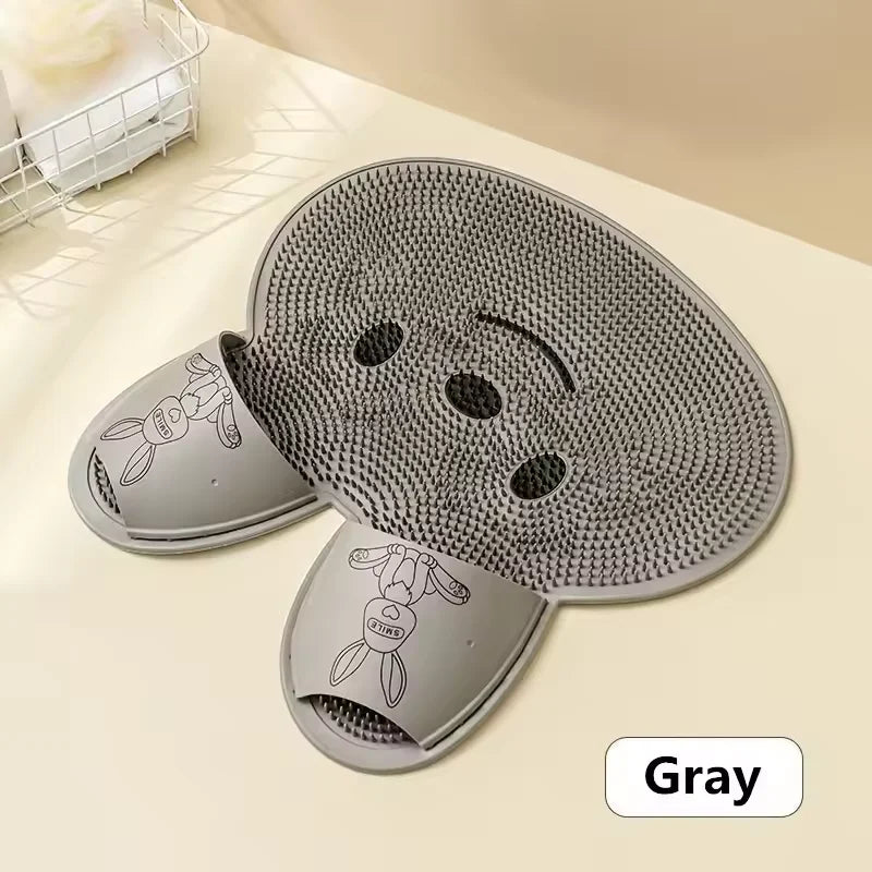 Bathing anti Slip Mat Exfoliating Shower Massage Scraper Bathroom Non-Slip Bath Mat Back Massage Brush Silicone Foot Wash Mat
