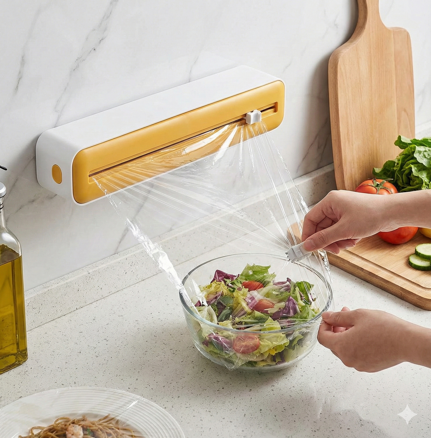 2-in-1 Kitchen Wrap Dispenser with Cutter