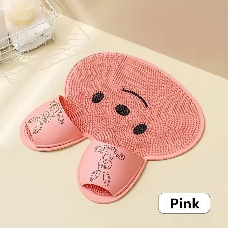 Bathing anti Slip Mat Exfoliating Shower Massage Scraper Bathroom Non-Slip Bath Mat Back Massage Brush Silicone Foot Wash Mat